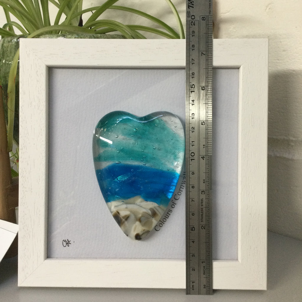 Fused Glass Sea Scene Framed Conical Heart