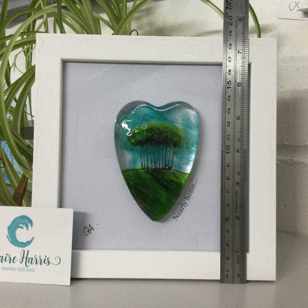 Fused Glass Framed Nearly Home Trees Conical Heart
