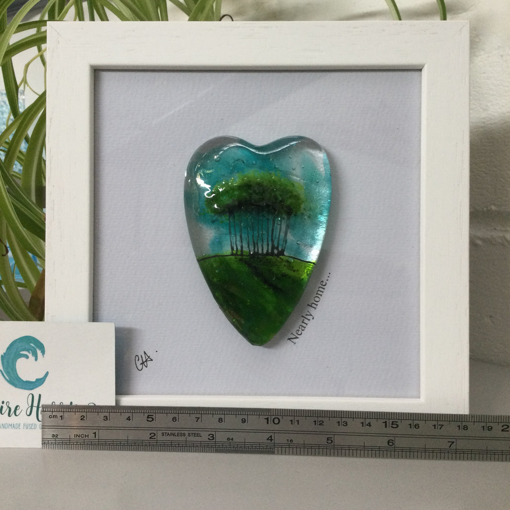 Fused Glass Framed Nearly Home Trees Conical Heart