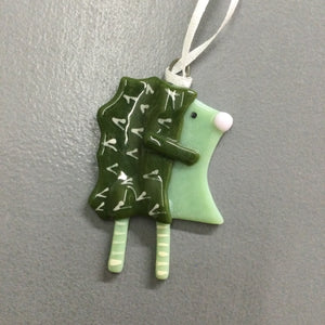 LIMITED EDITION - Fused Glass Hedgehog Hanger - Green