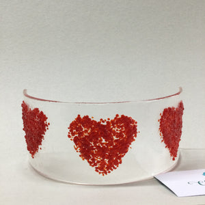 LIMITED EDITION Triple Heart Fused Glass Curve