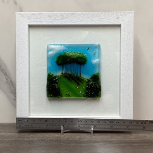Framed Fused Glass Square Nearly Home Trees