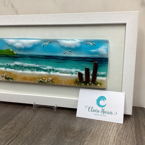 Large Framed Rectangle Sea Scene with Groyns