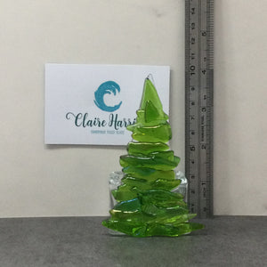 Fused Glass Green Fir Tree, Christmas Tree with Glass Tea Light Holder