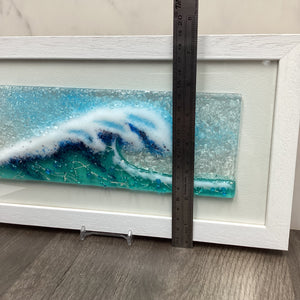 Large Framed Rectangle Crashing Wave Light Aqua