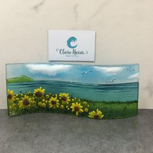 Large Freestanding Wave - Sunflower Field Scene