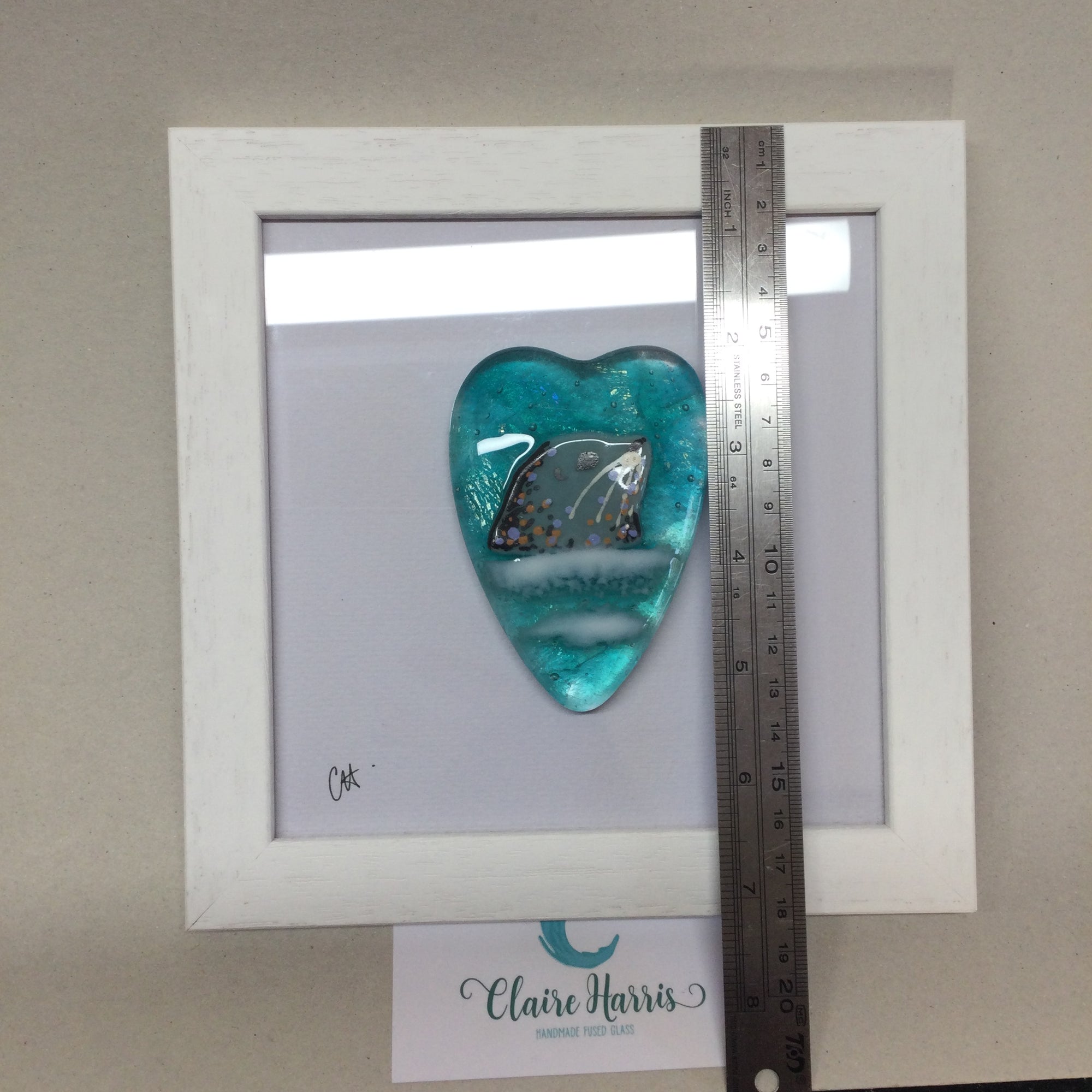 Limited Edition Framed Fused Glass Heart - Seal B