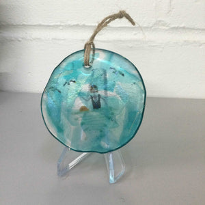 8cm Wild Swimmer Disc Hanger - Fused Glass By Claire Harris 