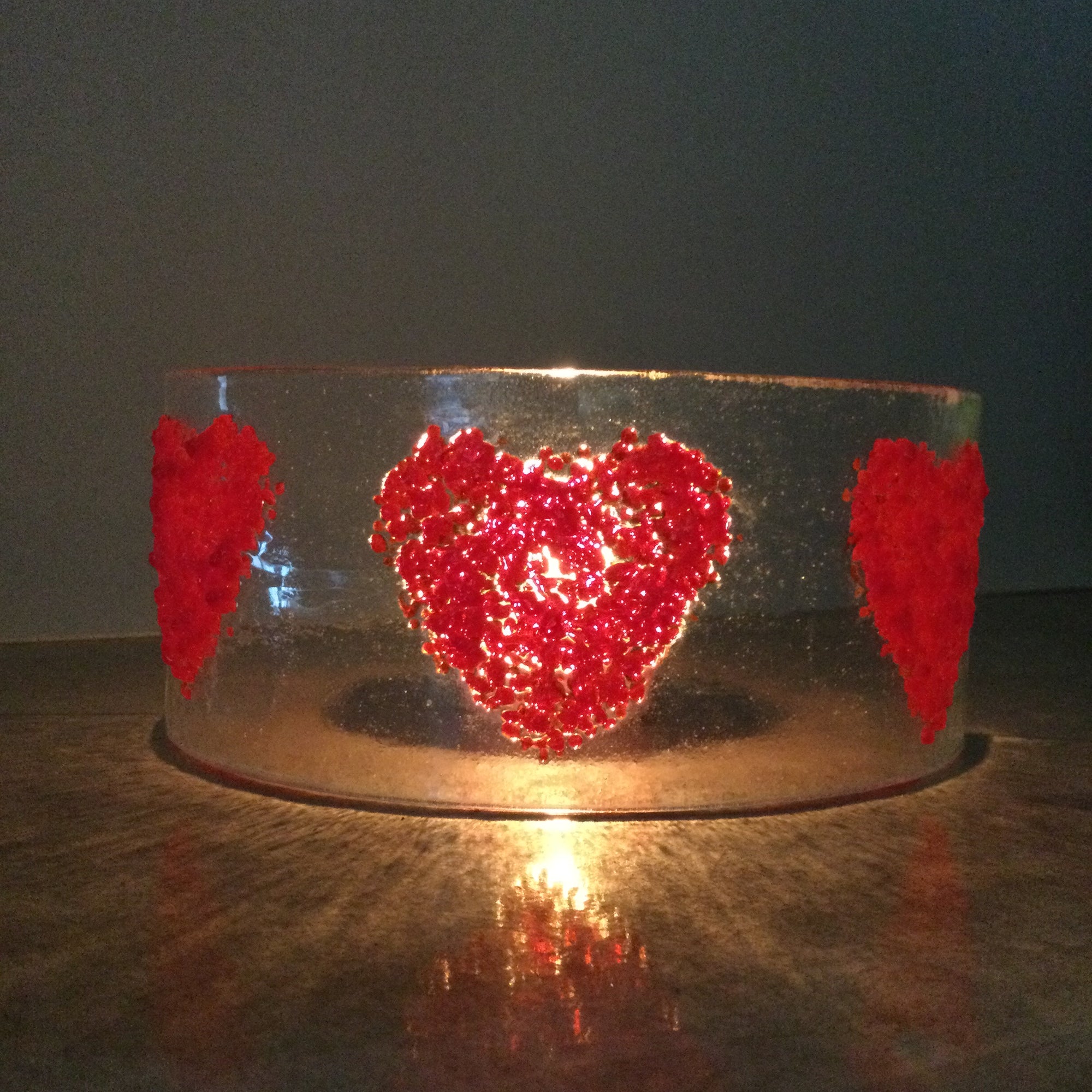 LIMITED EDITION Triple Heart Fused Glass Curve