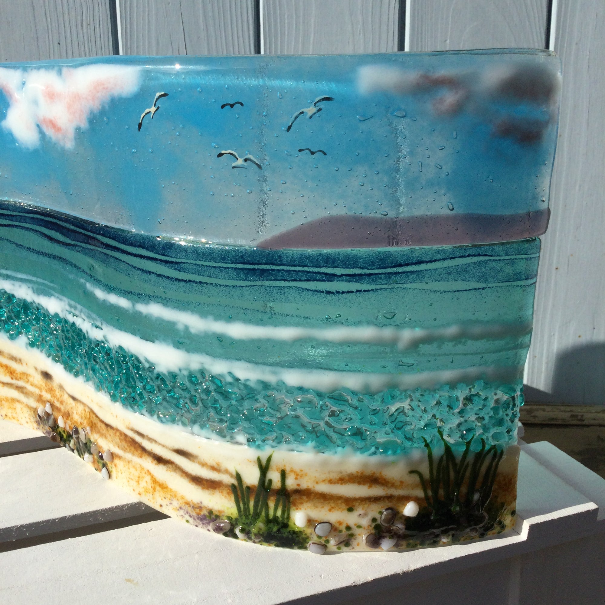 Jumbo Freestanding Wave - Cornish Beach Scene with Sea Grass