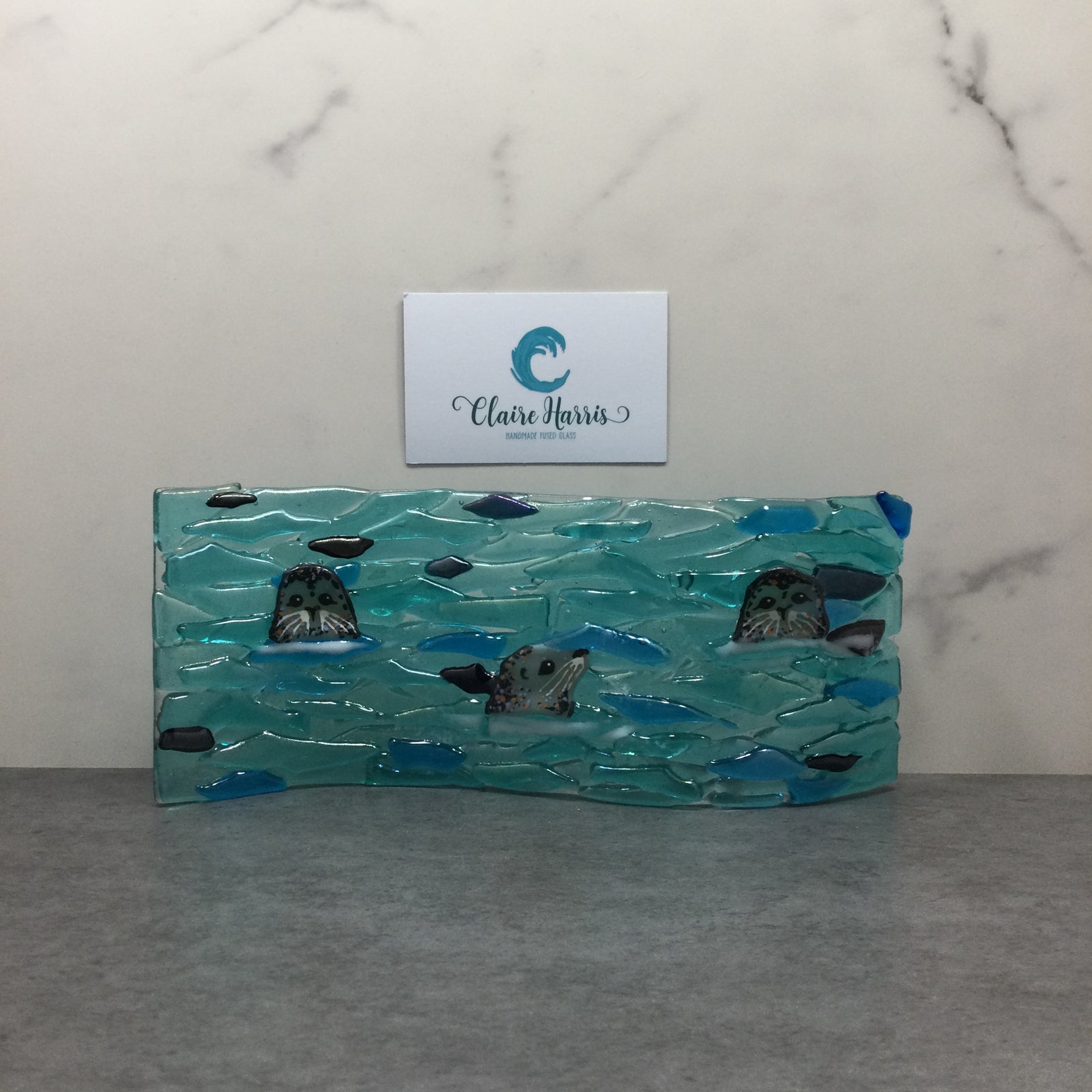 9cm Trio of Seals Freestanding Wave