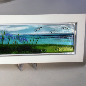 Limited Edition Framed Agapanthus, rectangle framed fused glass