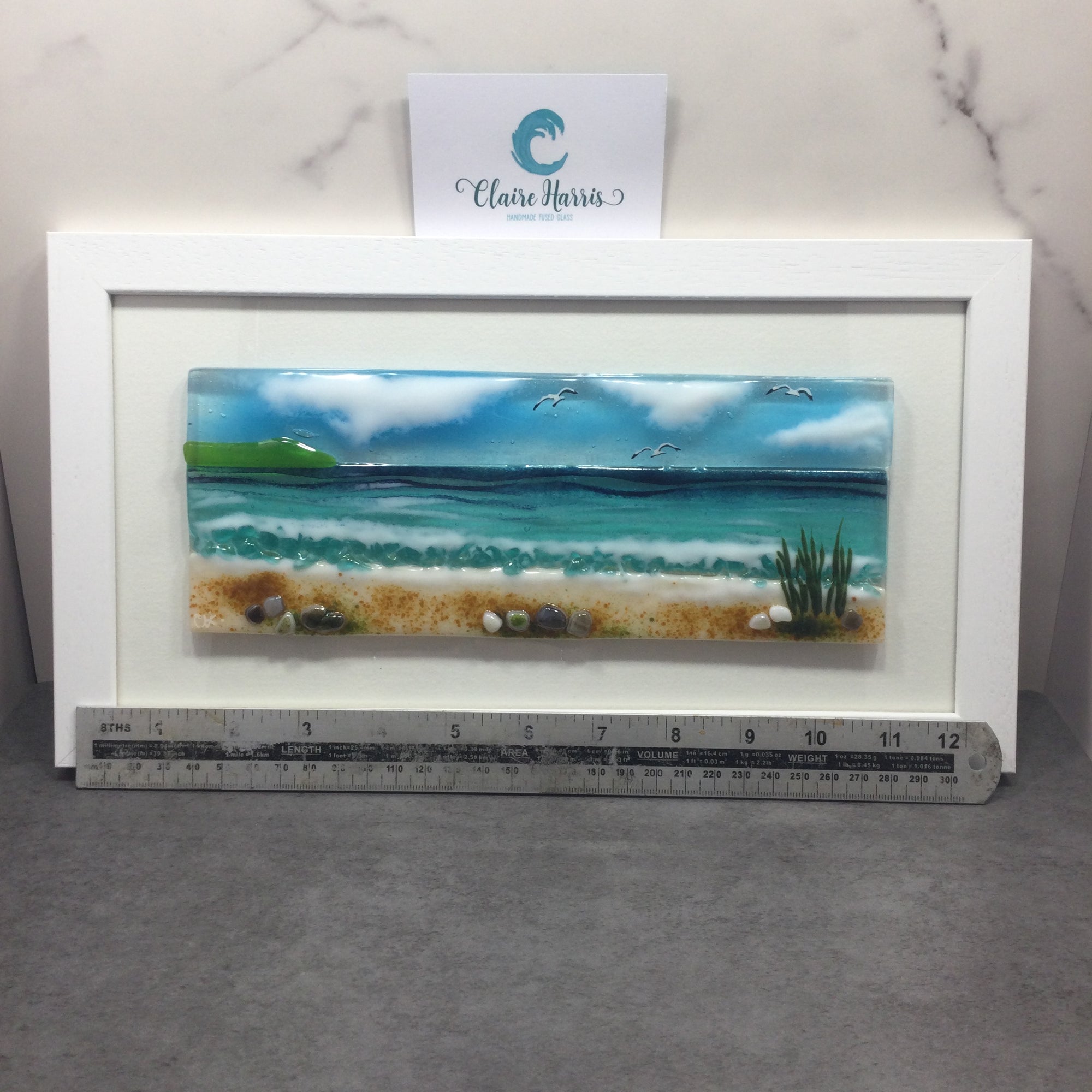 Large Framed Rectangle Sea Scene with Grass