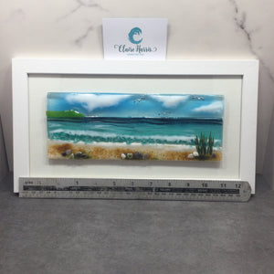 Large Framed Rectangle Sea Scene with Grass