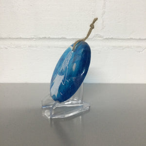 Wild Swimmer Turquoise Fused Glass Disc, Standing L - Fused Glass By Claire Harris 