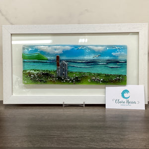 Large Framed Rectangle Engine House Scene