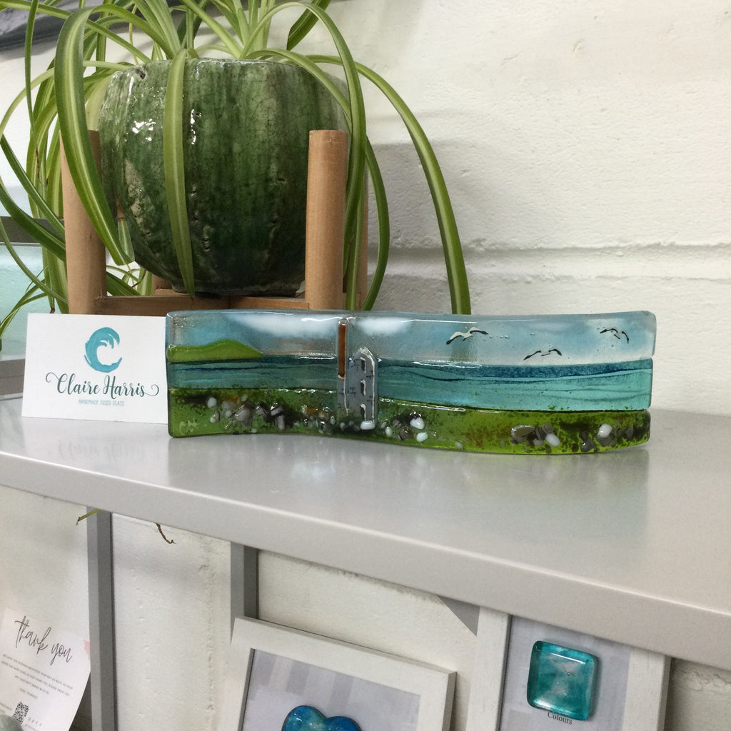 Small freestanding wave - Sea scene with Cornish Tin mine engine house.