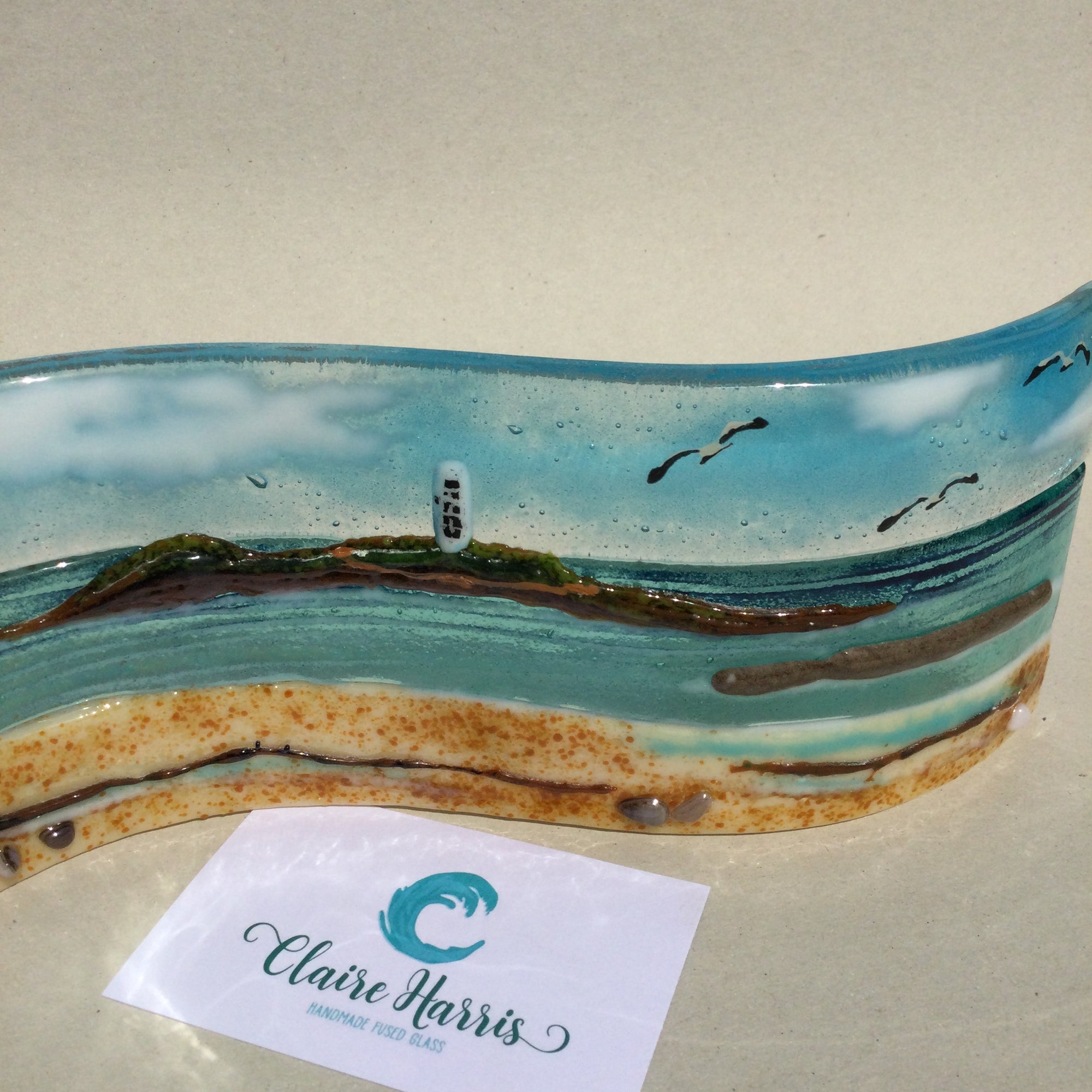 Limited Edition Large Freestanding Wave - Godrevy Lighthouse