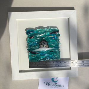Square Framed Fused Glass Seal Front Facing