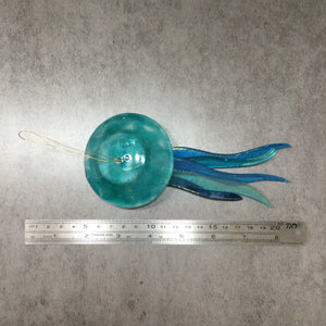Fused Glass Light Aqua Jellyfish Hanger
