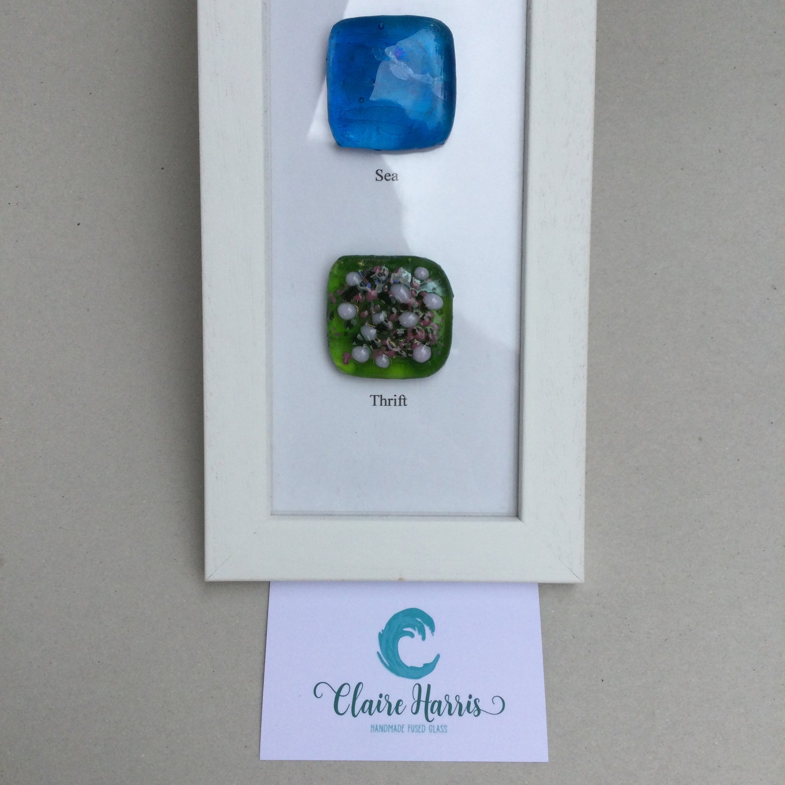 Cornish Sea Thrift , Framed Fused Glass abstract artwork