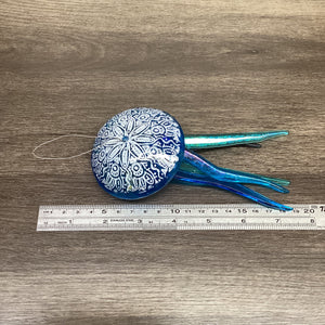Fused Glass Patterned Jellyfish Hanger Turquoise