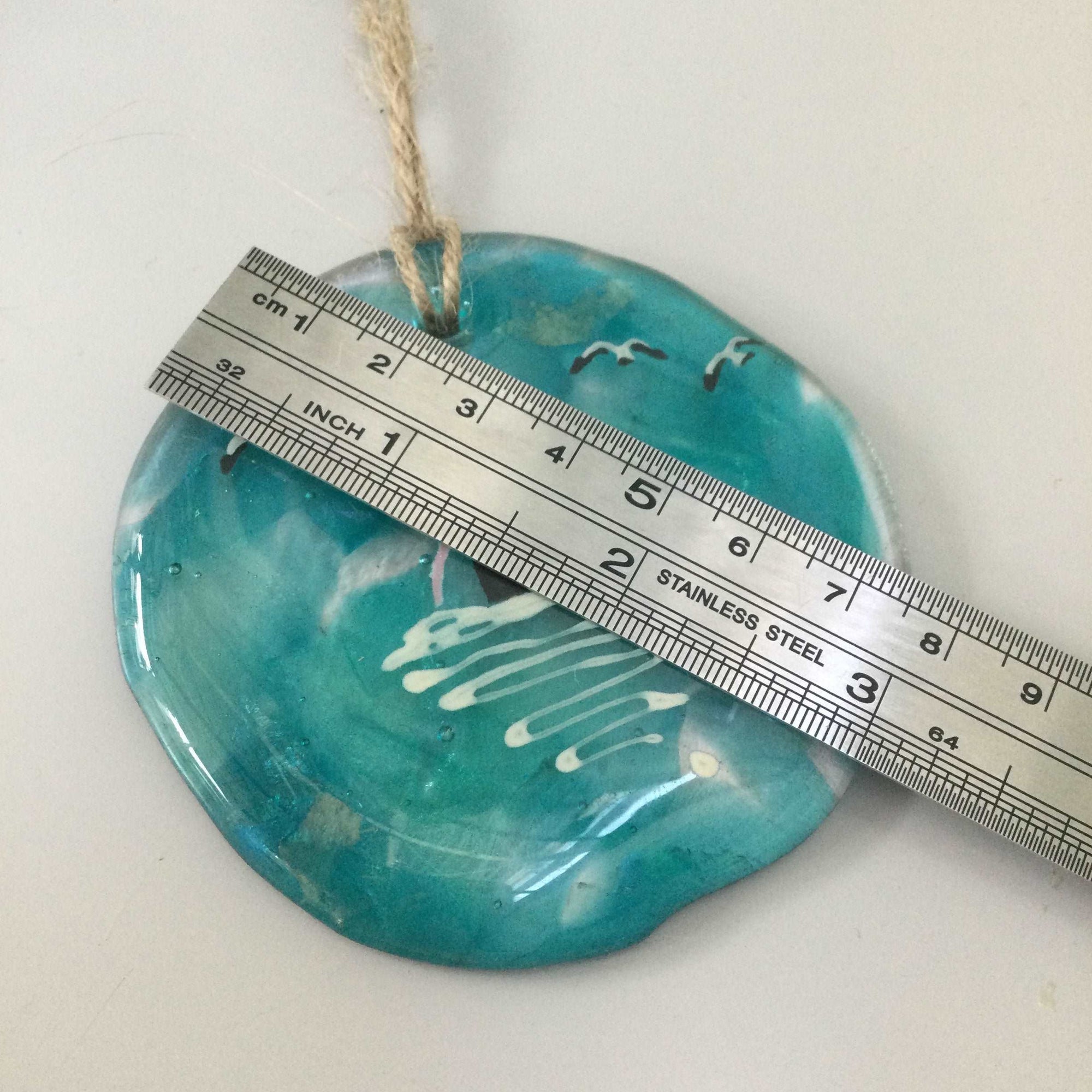 8cm Wild Swimmer Disc Hanger - Fused Glass By Claire Harris 