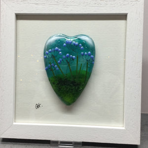 Fused Glass Framed Agapanthus Conical Heart