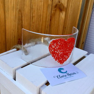 LIMITED EDITION Red Heart Fused Glass Curve