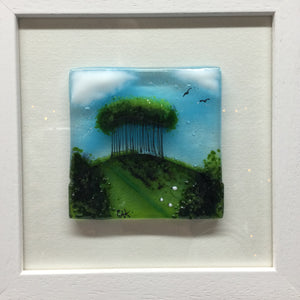 Framed Fused Glass Square Nearly Home Trees