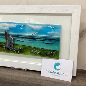 Large Framed Rectangle Engine House Scene