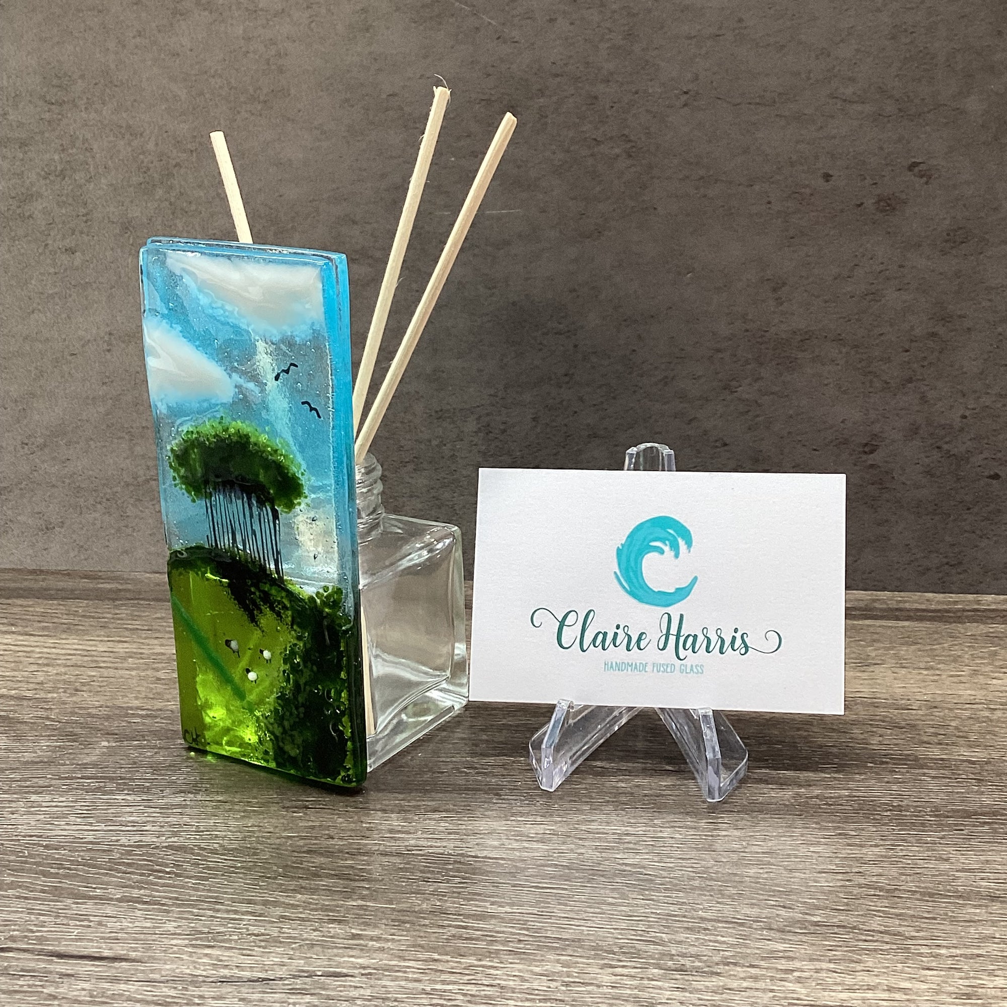 Handmade Fused Glass Reed Diffuser – Nearly Home Trees - Fused Glass By ...