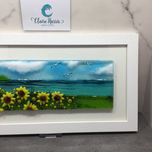 Large Framed Rectangle Sunflower Scene