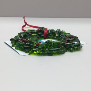 Fused Glass Small Christmas Wreath Hanger