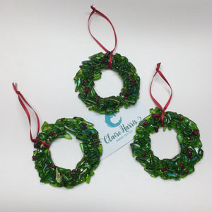 Fused Glass Small Christmas Wreath Hanger