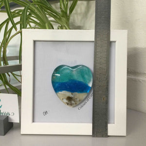 Fused Glass Sea Scene Framed Heart - Fused Glass By Claire Harris 