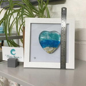 Fused Glass Sea Scene Framed Heart