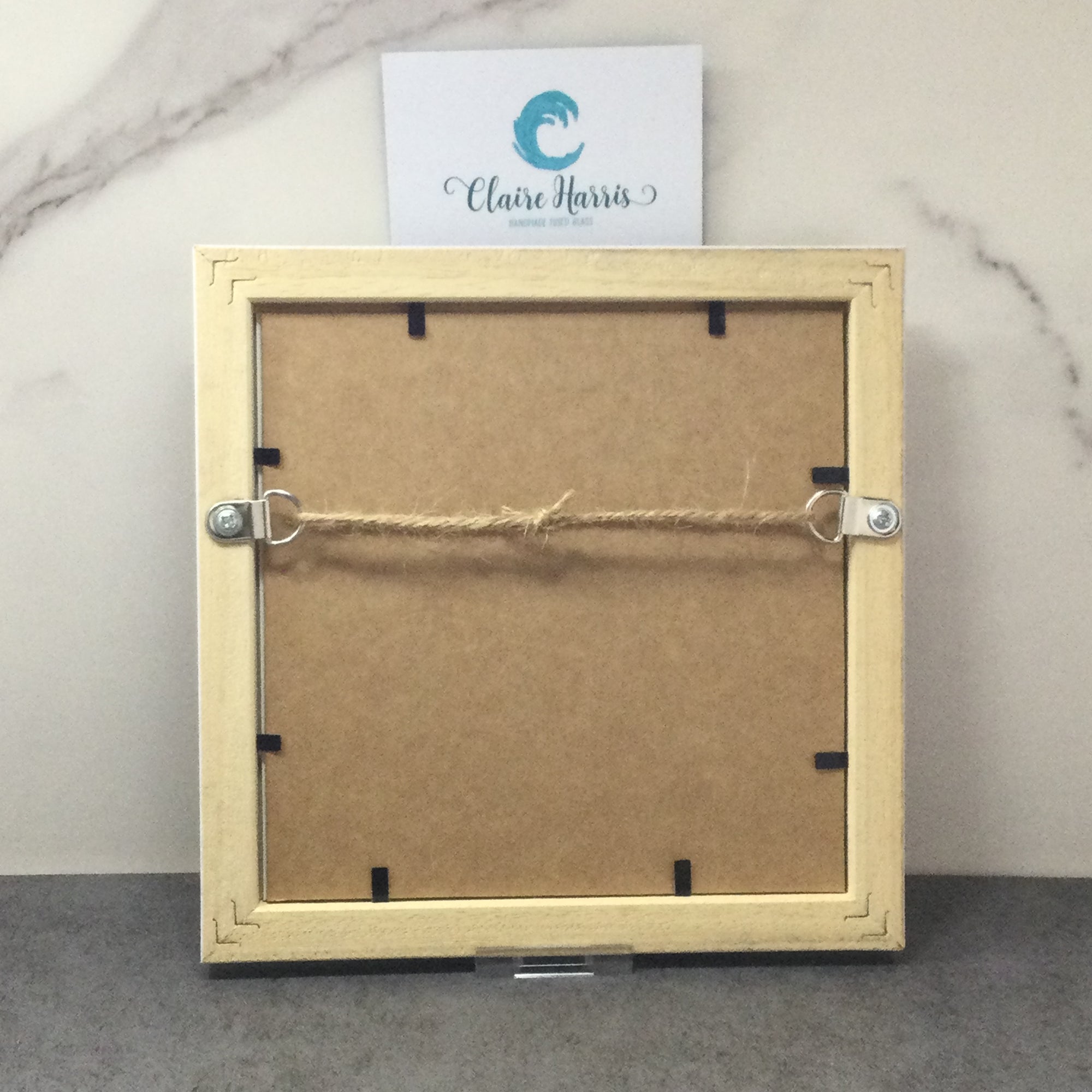 Square Framed Fused Glass - Sunflower Field Scene