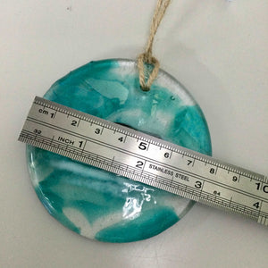 8cm Seal Side Facing Disc Hanger - Fused Glass By Claire Harris 