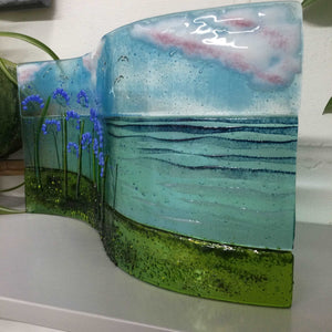 Jumbo Fused Glass Agapanthus Freestanding Wave - Fused Glass By Claire Harris 