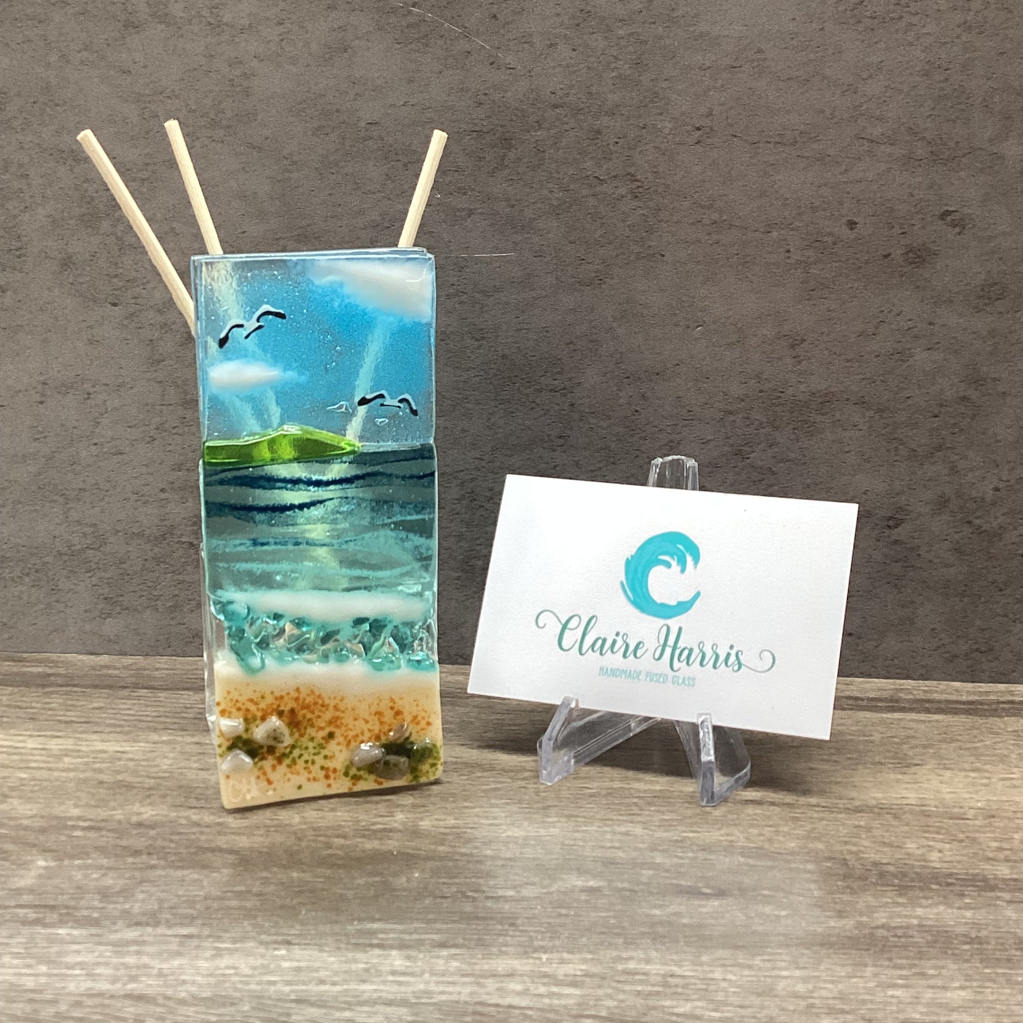 Handmade Fused Glass Reed Diffuser – Sea Scene - Fused Glass By Claire ...
