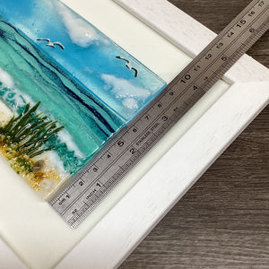 Large Framed Rectangle Sea Scene with Grass