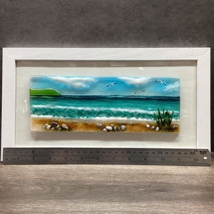 Large Framed Rectangle Sea Scene with Grass