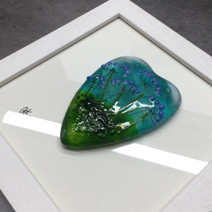 Fused Glass Framed Agapanthus Conical Heart