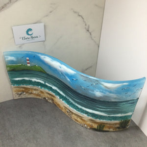 Jumbo Freestanding Wave- Cornish Beach Scene with view to Gribbin Head