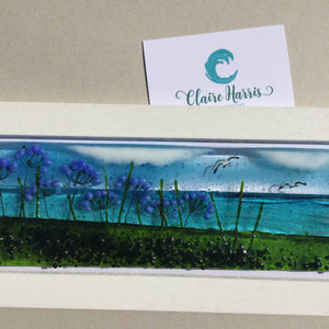 Regular size Framed Agapanthus, rectangle framed fused glass