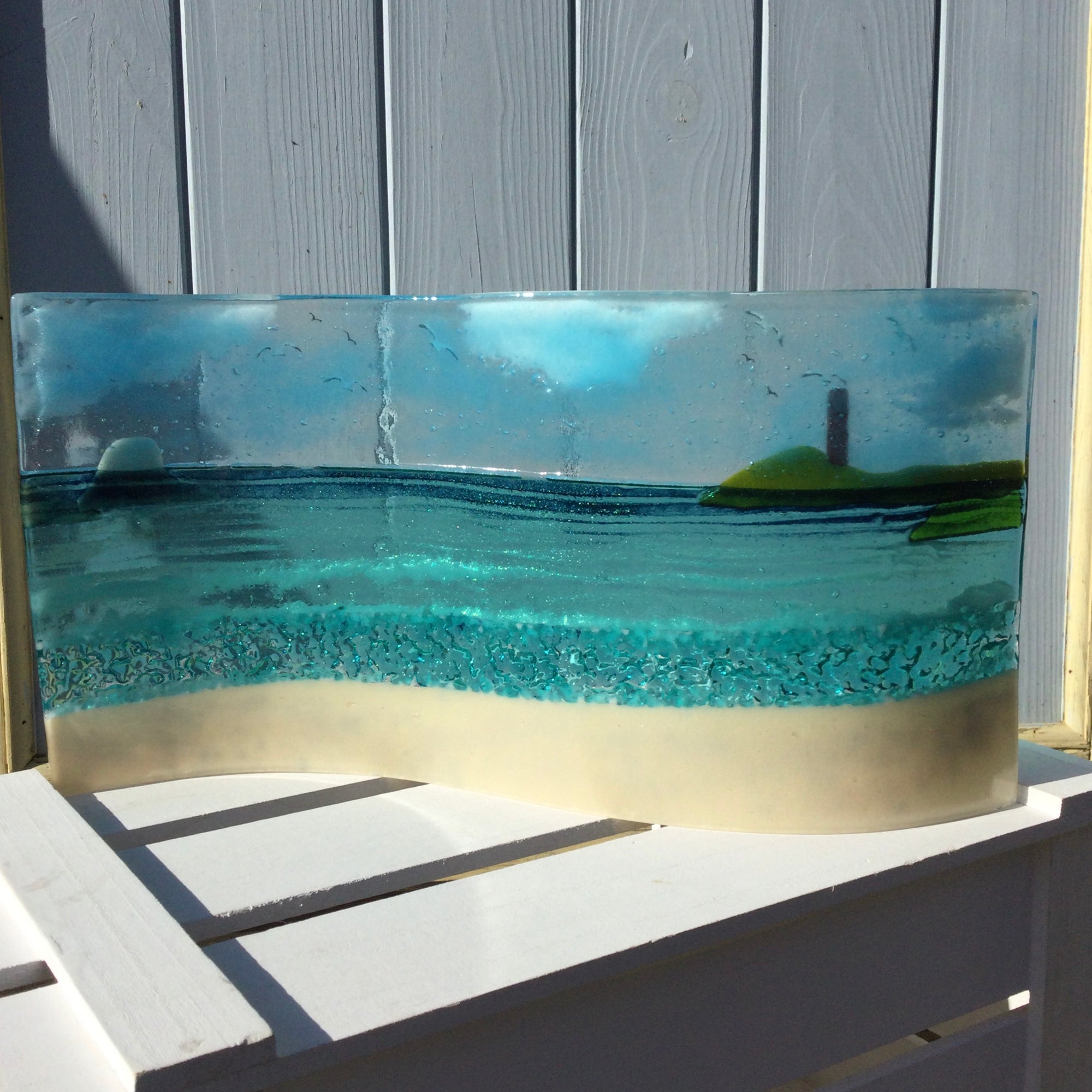 Jumbo Freestanding Wave- Cornish Beach Scene with view to Gribbin Head