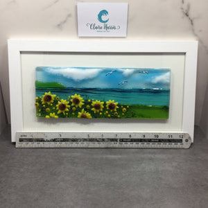 Large Framed Rectangle Sunflower Scene