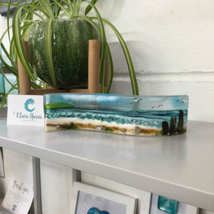 Small Freestanding Wave - Sea Scene with groyns. - Fused Glass By Claire Harris 