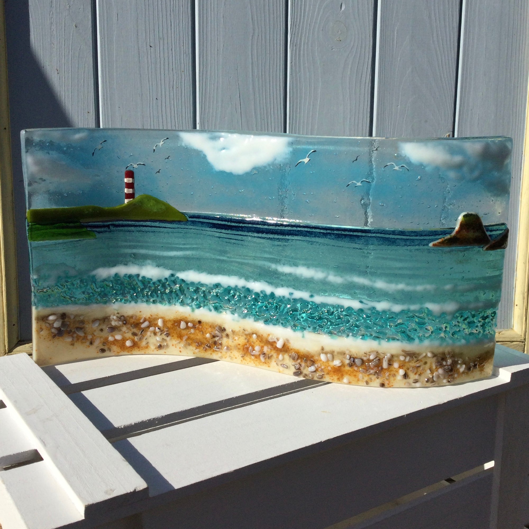 Jumbo Freestanding Wave- Cornish Beach Scene with view to Gribbin Head